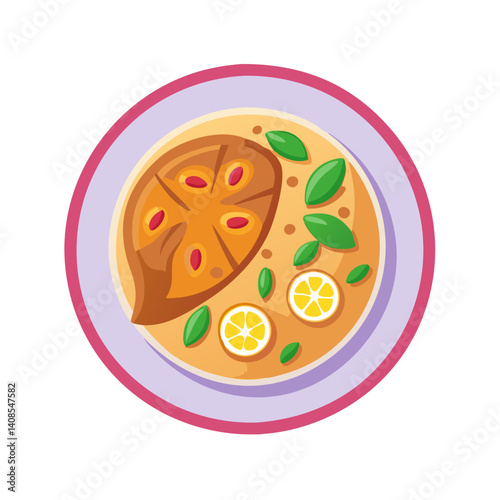 Healthy Bael Fruit Soup with Lemon and Basil Art