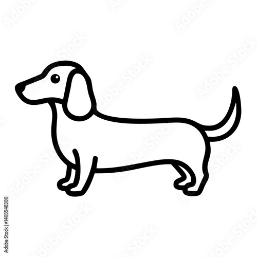 Dachshund illustration standing playfully on a white background  