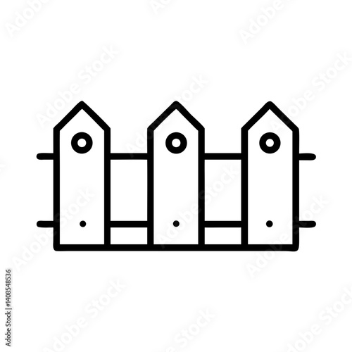 Pet fence design in minimalist style with black outline  