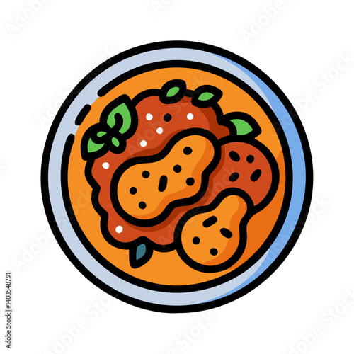 Illustration of Chicken Parmesan Served on a Plate