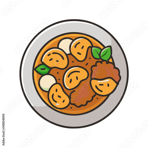 Illustration of Indian butter chicken and paneer curry