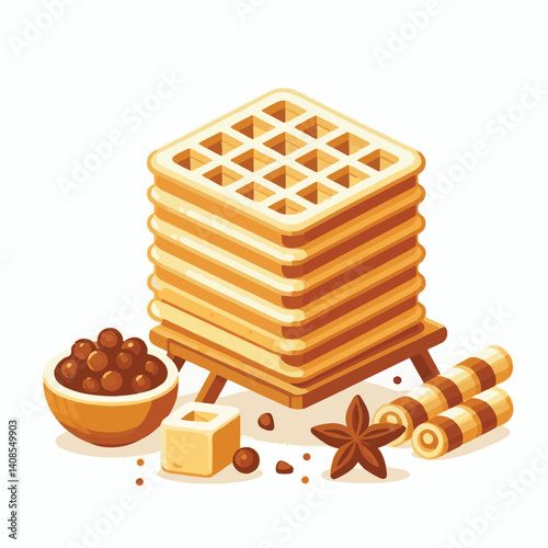 wafer, food, snack, dessert, sweet, crispy, tasty, waffle, biscuit, cream, delicious, chocolate, brown, cookie, pastry, closeup, crunchy, semiconductor, background, isolated, chip, white, cocoa, circu