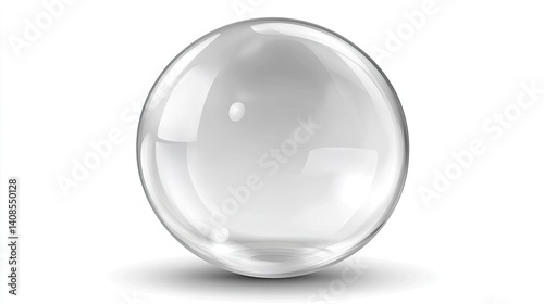 Transparent sphere of pure glass, perfectly round.