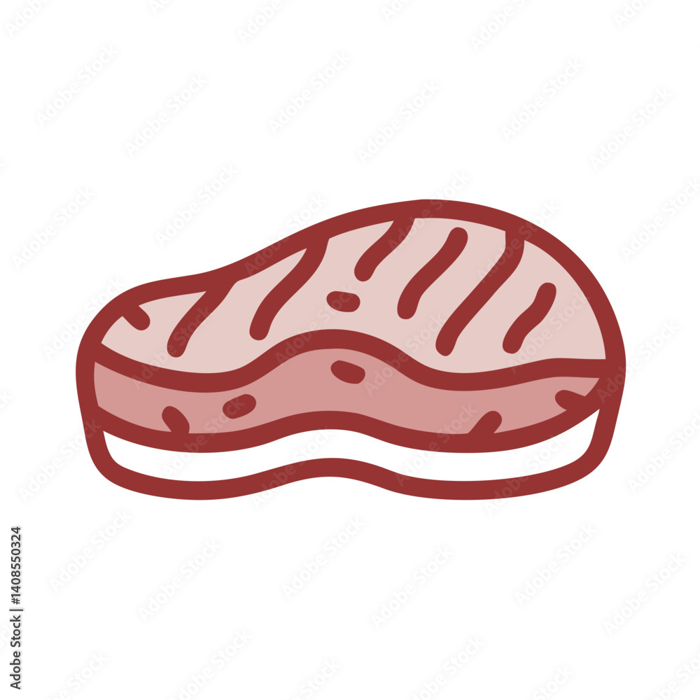 Cartoon Grilled Steak Isolated on Black Background Illustration Cartoon Grilled Steak Isolated on Black Background Illustration