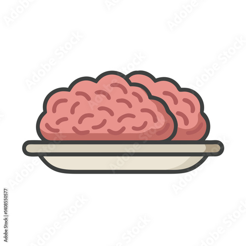 Brain on a Plate, Cartoon Concept Illustration