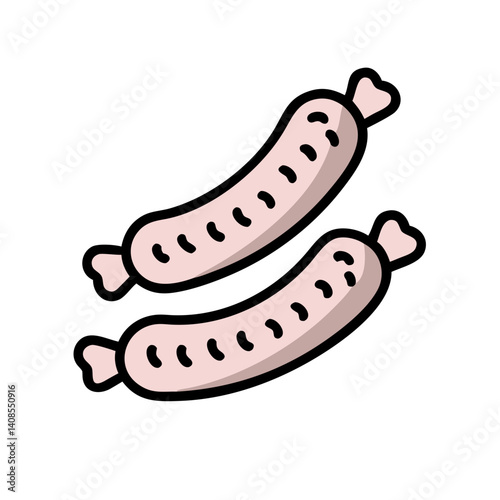 Two sausages on black background, simple style illustration