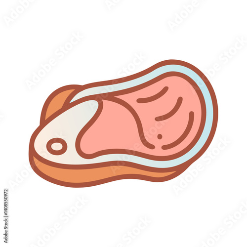 Cartoon Meat Steak Cut Isolated Vector Graphic Illustration