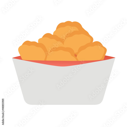Chicken nuggets in box on black background illustration