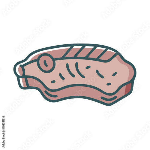 Salmon fillet icon, fresh seafood, vector illustration