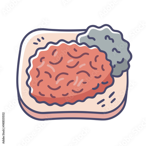 Mashed sweet potatoes and gravy on plate vector