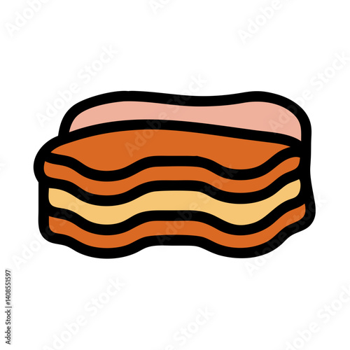 Cartoon Lasagna Vector Illustration on Black Background Icon