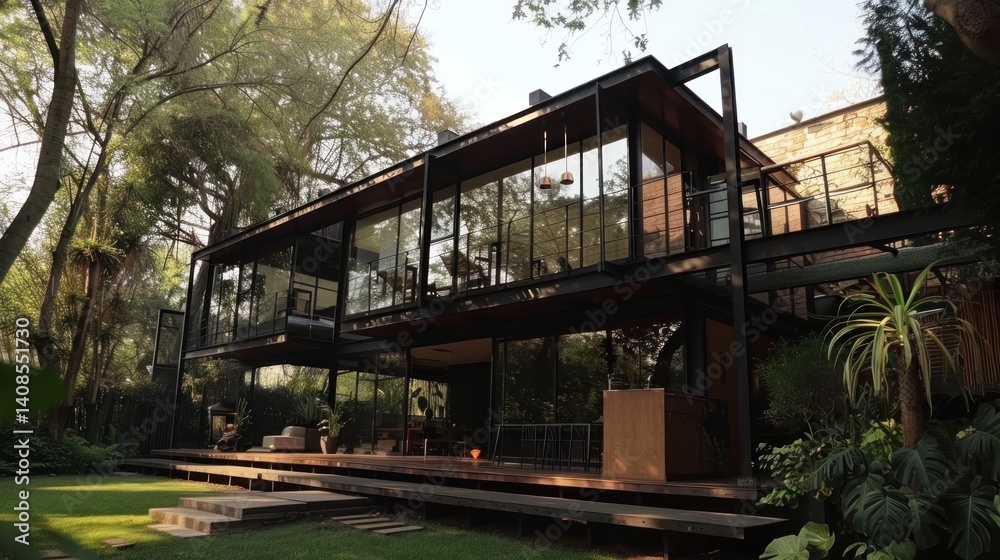 Fototapeta premium Rustic wooden house exterior architecture design