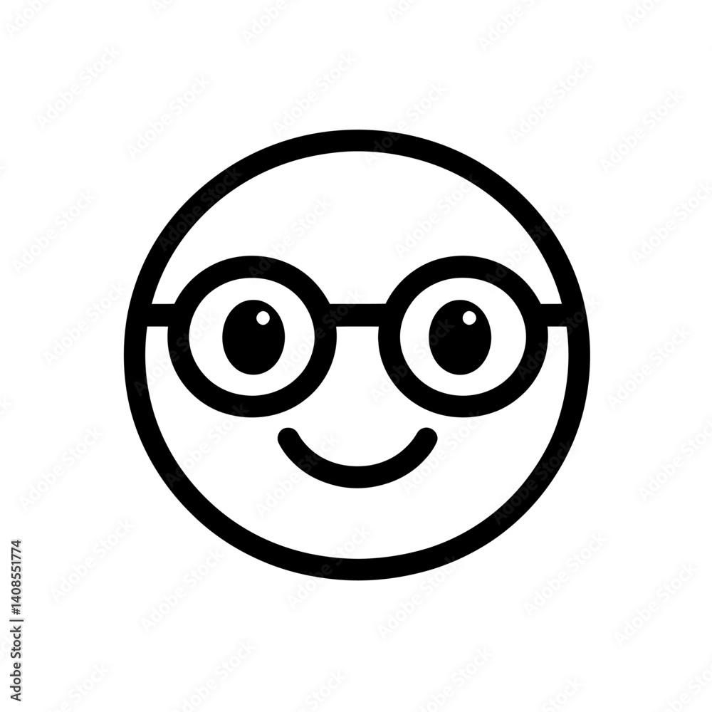 A contemporary depiction of glasses-wearing emoticon icons, specifically designed in a dark hue for incorporation into website design, featuring a simple aesthetic on a transparent background in PNG A contemporary depiction of glasses-wearing emoticon icons, specifically designed in a dark hue for incorporation into website design, featuring a simple aesthetic on a transparent background in PNG