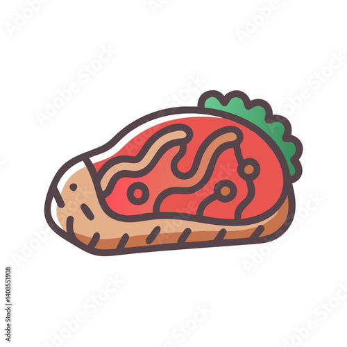 Appetizing bruschetta icon on black background - vector graphic
