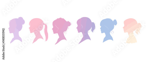Diverse group of men and women represented by multi-colored silhouettes in a modern flat illustration, symbolizing community and family relationships among colleagues or employees