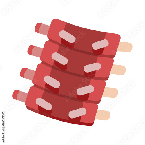 Cartoon Ribs Vector Illustration on Black Background