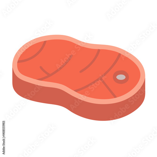 Isometric style meat steak illustration on black background
