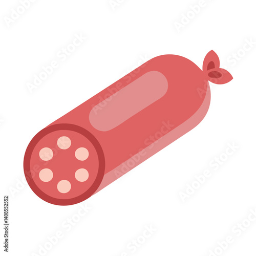 Cartoon Sausage, Cooked Meat Illustration On Isolated Black Background