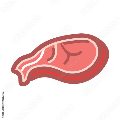 Stylized Pork Chop Meat Cut with Black Background