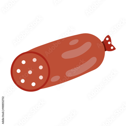 Cartoon Salami Sausage with Spots and Tied End