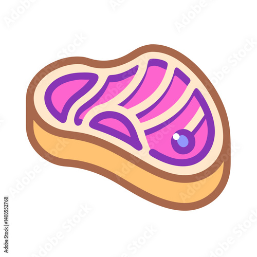 Vibrant and Unique Steak Icon on Black Background