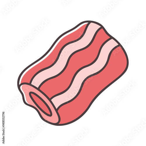 Cartoon bacon illustration on a black background image