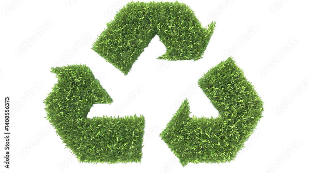 3D Illustration Of Green Recycle Symbol With Transparent Background
