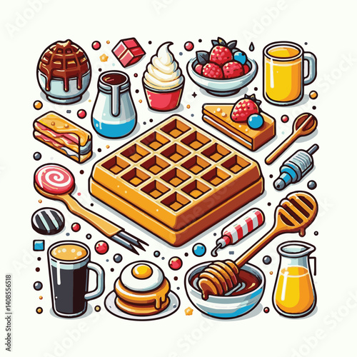 food, waffle, dessert, breakfast, background, pastry, sweet, snack, delicious, illustration, homemade, lunch, tasty, crispy, bakery, fresh, white, baked, meal, belgian, wafer, cream, cake, golden, str