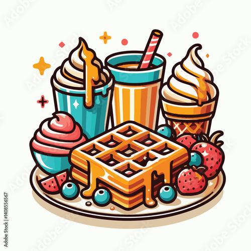 food, waffle, dessert, breakfast, background, pastry, sweet, snack, delicious, illustration, homemade, lunch, tasty, crispy, bakery, fresh, white, baked, meal, belgian, wafer, cream, cake, golden, str