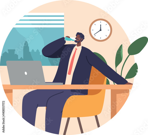 Businessman drinking water at workplace