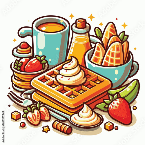 food, waffle, dessert, breakfast, background, pastry, sweet, snack, delicious, illustration, homemade, lunch, tasty, crispy, bakery, fresh, white, baked, meal, belgian, wafer, cream, cake, golden, str