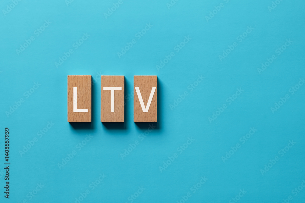 Obraz premium There is wood block with the word LTV. It is an abbreviation for Life Time Value as eye-catching image.