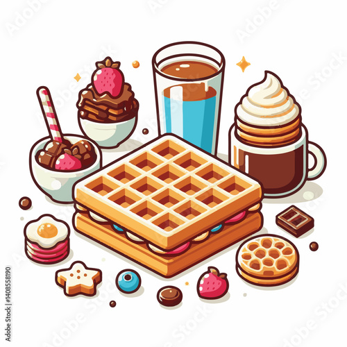 food, waffle, dessert, breakfast, background, pastry, sweet, snack, delicious, illustration, homemade, lunch, tasty, crispy, bakery, fresh, white, baked, meal, belgian, wafer, cream, cake, golden, str