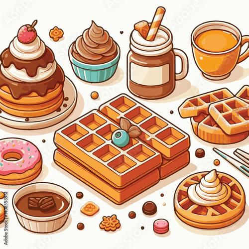 food, waffle, dessert, breakfast, background, pastry, sweet, snack, delicious, illustration, homemade, lunch, tasty, crispy, bakery, fresh, white, baked, meal, belgian, wafer, cream, cake, golden, str