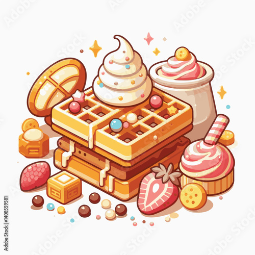food, waffle, dessert, breakfast, background, pastry, sweet, snack, delicious, illustration, homemade, lunch, tasty, crispy, bakery, fresh, white, baked, meal, belgian, wafer, cream, cake, golden, str