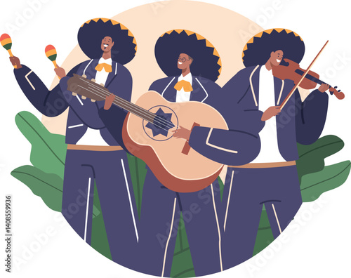 Mariachi playing traditional mexican instruments