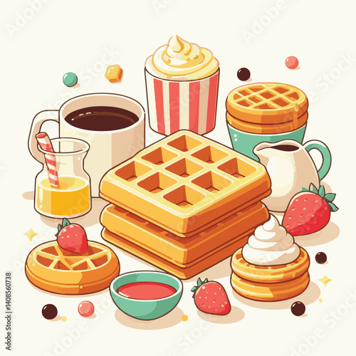 food, waffle, dessert, breakfast, background, pastry, sweet, snack, delicious, illustration, homemade, lunch, tasty, crispy, bakery, fresh, white, baked, meal, belgian, wafer, cream, cake, golden, str