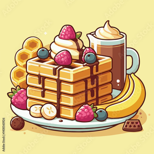 food, waffle, dessert, breakfast, background, pastry, sweet, snack, delicious, illustration, homemade, lunch, tasty, crispy, bakery, fresh, white, baked, meal, belgian, wafer, cream, cake, golden, str