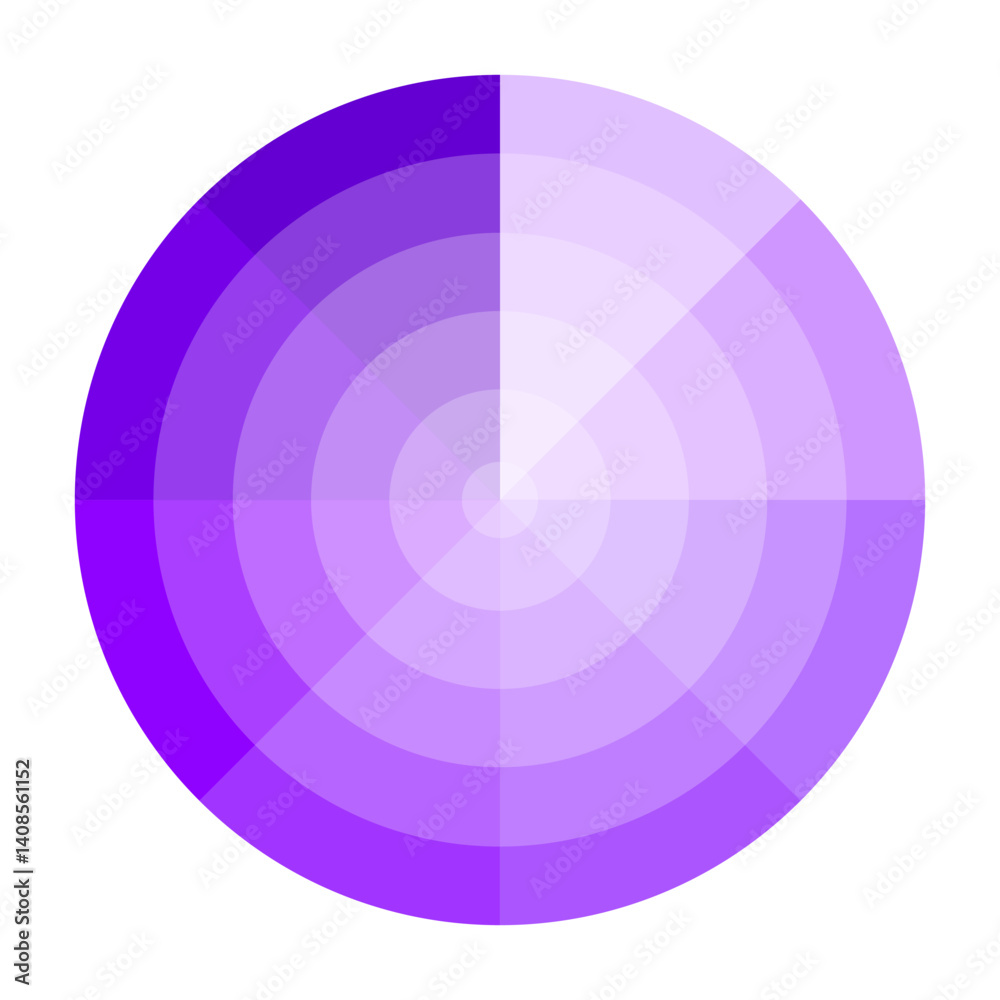 Purple radial circle. Chromatic wheel vector. Light dark contrast. Color spectrum symbol. Purple radial circle. Chromatic wheel vector. Light dark contrast. Color spectrum symbol.
