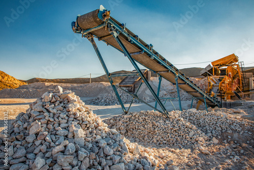 Digging equipment at marble mining quarry