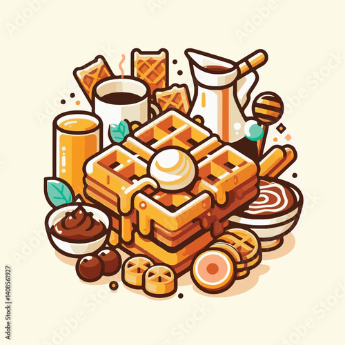 food, waffle, dessert, breakfast, background, pastry, sweet, snack, delicious, illustration, homemade, lunch, tasty, crispy, bakery, fresh, white, baked, meal, belgian, wafer, cream, cake, golden, str