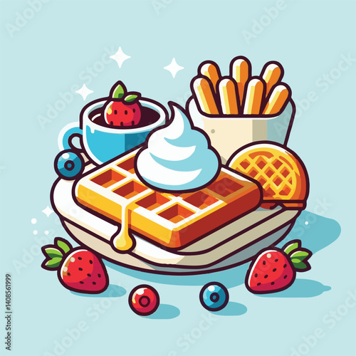 food, waffle, dessert, breakfast, background, pastry, sweet, snack, delicious, illustration, homemade, lunch, tasty, crispy, bakery, fresh, white, baked, meal, belgian, wafer, cream, cake, golden, str
