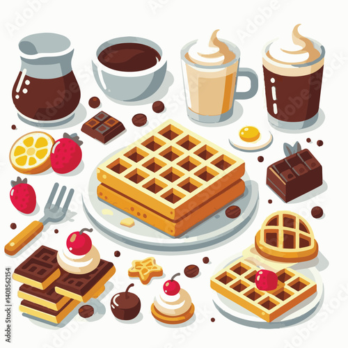 food, waffle, dessert, breakfast, background, pastry, sweet, snack, delicious, illustration, homemade, lunch, tasty, crispy, bakery, fresh, white, baked, meal, belgian, wafer, cream, cake, golden, str