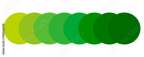 Green palette tones. Circular gradient range. Color variation vector. Fresh nature scheme.