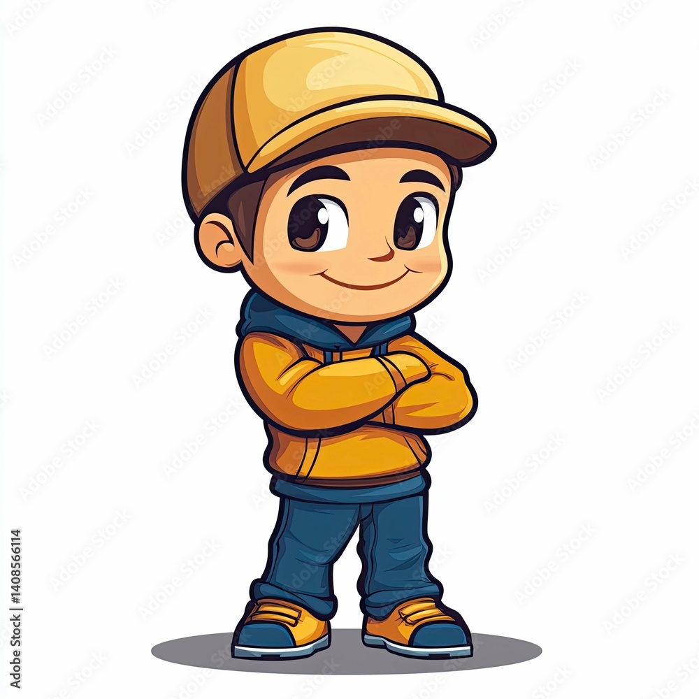Adorable Cartoon Boy: Happy, Smiling Child Illustration Adorable Cartoon Boy: Happy, Smiling Child Illustration