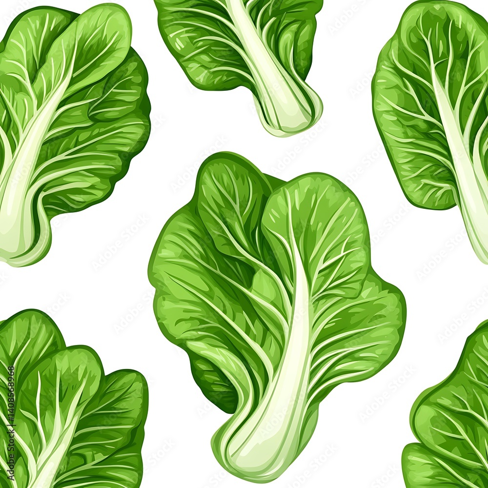 Fototapeta premium Fresh Green Leafy Vegetables on White Background for Cooking Use
