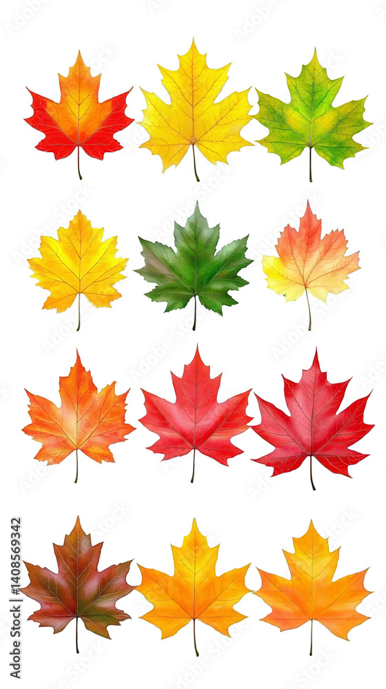 Autumn Leaves Isolated on Transparent Background Photo Illustration Autumn Leaves Isolated on Transparent Background Photo Illustration