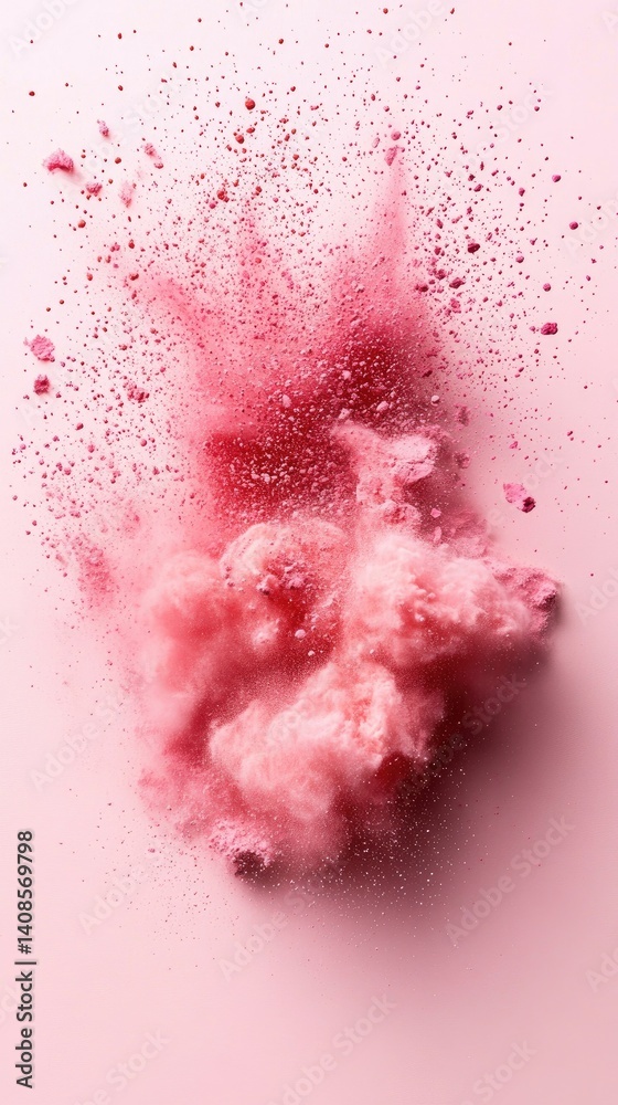 Pink powder explosion on a light pink background. Pink powder explosion on a light pink background.