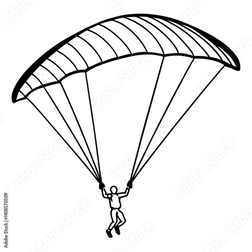 Minimal Paraglider Vector Illustration on White Background
