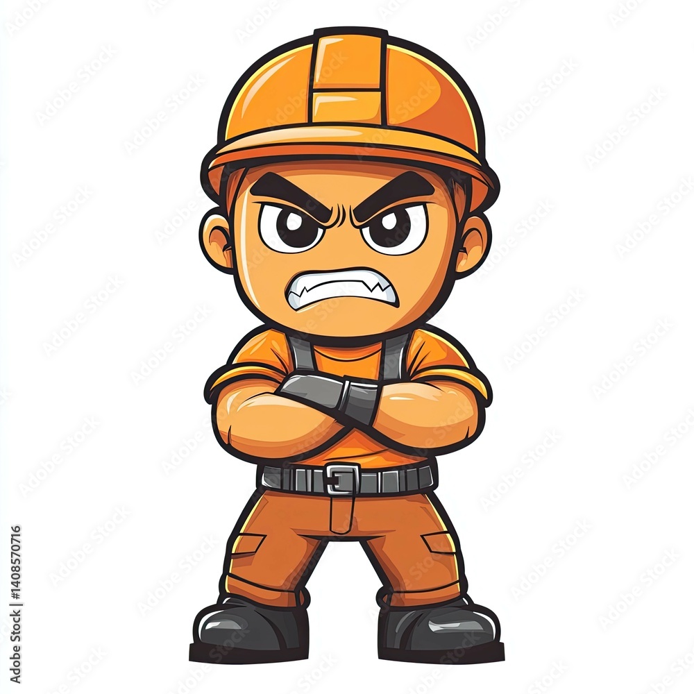 Angry Construction Worker Cartoon Illustration Angry Construction Worker Cartoon Illustration